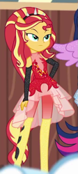 Size: 291x649 | Tagged: safe, screencap, sunset shimmer, better together, equestria girls, rollercoaster of friendship, cropped, hand on hip, ponied up, sleeveless