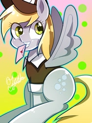 Size: 900x1200 | Tagged: safe, artist:yuyutsuka_0130, derpy hooves, pegasus, pony, female, letter, mailmare, mare, mouth hold, solo