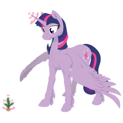 Size: 2000x2000 | Tagged: safe, artist:geomancing, derpibooru import, twilight sparkle, twilight sparkle (alicorn), alicorn, pony, female, magic, mare, sapling, solo, spread wings, unshorn fetlocks