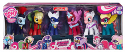 Size: 1120x474 | Tagged: safe, derpibooru import, applejack, fili-second, fluttershy, masked matter-horn, mistress marevelous, pinkie pie, radiance, rainbow dash, rarity, saddle rager, twilight sparkle, twilight sparkle (alicorn), zapp, alicorn, earth pony, pegasus, pony, unicorn, fashion style, female, mane six, mare, official, packaging, power ponies, target exclusive, toy