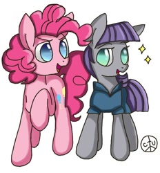 Size: 560x604 | Tagged: safe, artist:pokefire1, maud pie, pinkie pie, earth pony, pony, duo, duo female, female, mare, siblings, sisters