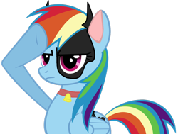 Size: 1280x967 | Tagged: safe, artist:epicacrylic, derpibooru import, rainbow dash, oc, oc:raincow dash, cow, 1000 hours in ms paint, bell, bell collar, collar, cowbell, cowified, ms paint, pegacow, rainbovine dash, rainbow dash salutes, salute, simple background, species swap, transparent background