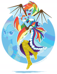 Size: 1280x1656 | Tagged: safe, artist:cute-panda-co, derpibooru import, rainbow dash, equestria girls, artificial wings, augmented, clothes, dress, gala dress, mechanical wing, side slit, solo, steampunk, wings