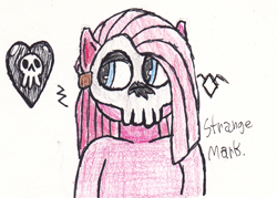 Size: 960x688 | Tagged: safe, artist:strange_mark, pinkie pie, earth pony, pony, mask, skull, solo, traditional art