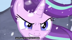 Size: 1920x1080 | Tagged: safe, edit, edited screencap, screencap, starlight glimmer, pony, the ending of the end, caption, evil grin, grin, meme, put it on my tab, smiling, smirk, solo, youtube caption