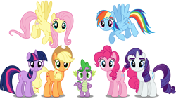 Size: 1920x1080 | Tagged: artist needed, safe, derpibooru import, edit, applejack, fluttershy, pinkie pie, rainbow dash, rarity, spike, twilight sparkle, unicorn twilight, dragon, earth pony, pegasus, pony, unicorn, season 5, eyebrows, female, hilarious in hindsight, male, mane seven, mane six, my little pony, simple background, transparent background