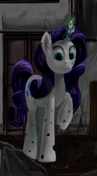 Size: 1013x1830 | Tagged: safe, artist:anttosik, rarity, changeling, changelingified, solo, species swap, trypophobia