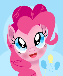 Size: 720x869 | Tagged: safe, artist:mansun, pinkie pie, earth pony, pony, blushing, bust, cutie mark, female, full face view, heart eyes, looking at you, mare, open mouth, portrait, smiling, solo, wingding eyes