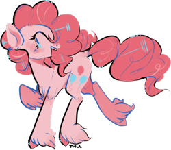 Size: 754x659 | Tagged: safe, artist:uraniumkiss, pinkie pie, earth pony, pony, chest fluff, cute, diapinkes, dock, female, mare, open mouth, profile, simple background, solo, transparent background, unshorn fetlocks
