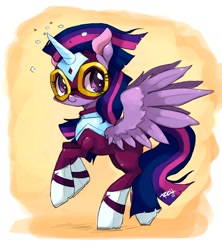 Size: 1280x1440 | Tagged: safe, artist:lil-kalli, derpibooru import, masked matter-horn, twilight sparkle, twilight sparkle (alicorn), alicorn, pony, power ponies (episode), clothes, costume, female, goggles, mare, power ponies, solo