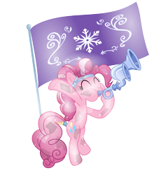 Size: 6463x7445 | Tagged: safe, artist:plsim, pinkie pie, earth pony, pony, absurd resolution, crystal empire, crystallized, female, flag, flugelhorn, mare, simple background, solo, transparent background, vector