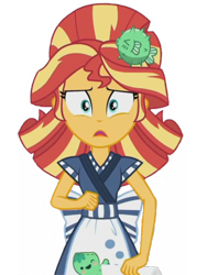 Size: 1536x2048 | Tagged: safe, edit, edited screencap, editor:lonely fanboy48, screencap, sunset shimmer, eqg summertime shorts, equestria girls, good vibes, spoiler:eqg specials, background removed, clothes, cute, food, happi, sunset sushi, sushi, worried