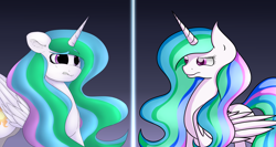 Size: 4665x2480 | Tagged: safe, artist:iamartsdesire, princess celestia, alicorn, pony, collaboration, mirror, solo