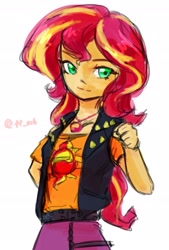 Size: 1377x2039 | Tagged: safe, artist:oberon826, sunset shimmer, better together, equestria girls, clothes, female, geode of empathy, jacket, leather jacket, looking at you, magical geodes, solo