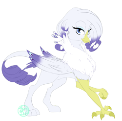 Size: 3001x2961 | Tagged: safe, artist:farewelldecency, rarity, griffon, griffonized, looking at you, my little griffon, raised claw, simple background, solo, species swap, white background