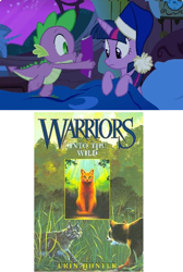 Size: 686x1018 | Tagged: safe, derpibooru import, spike, twilight sparkle, twilight sparkle (alicorn), alicorn, cat, dragon, pony, comic book meme, exploitable meme, meme, obligatory pony, warrior cats