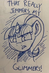 Size: 2316x3467 | Tagged: safe, artist:ostrich farts, starlight glimmer, unicorn, angry, bust, dialogue, female, monochrome, solo, text, traditional art