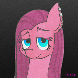 Size: 3356x3356 | Tagged: safe, artist:jshaseo, pinkie pie, earth pony, pony, bust, ear piercing, looking at you, piercing, pinkamena diane pie, portrait, smiling, solo, traditional art