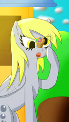 Size: 1080x1920 | Tagged: safe, artist:jimmy draws, derpy hooves, pegasus, pony, cute, food, muffin