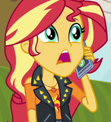 Size: 981x1080 | Tagged: safe, screencap, sunset shimmer, equestria girls, equestria girls series, text support, text support: sunset shimmer, cellphone, cropped, geode of empathy, magical geodes, phone, solo