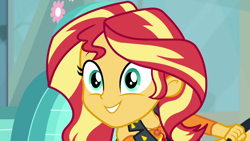 Size: 1920x1080 | Tagged: safe, screencap, sunset shimmer, driving miss shimmer, driving miss shimmer: fluttershy, equestria girls, equestria girls series, car, excited, geode of empathy, magical geodes, solo