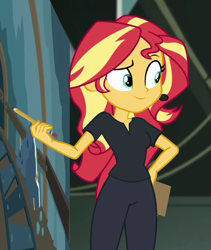 Size: 844x1001 | Tagged: safe, screencap, sunset shimmer, all the world's off stage, all the world's off stage: micro chips, better together, equestria girls, cropped, cute, director shimmer, shimmerbetes, solo