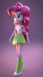 Size: 864x1536 | Tagged: safe, artist:creatorofpony, fluttershy, pinkie pie, equestria girls, /mlp/, 3d, 3d model, blender, boots, clothes, clothes swap, skirt, solo, tanktop