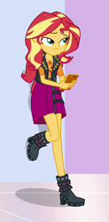 Size: 419x849 | Tagged: safe, screencap, sunset shimmer, a fine line, better together, equestria girls, cropped, geode of empathy, magical geodes, phone, solo