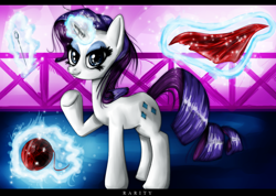 Size: 1400x997 | Tagged: safe, artist:alvh-omega, rarity, pony, unicorn, fabric, magic, needle, solo, yarn