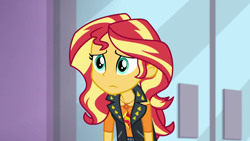 Size: 1920x1080 | Tagged: safe, screencap, sunset shimmer, a fine line, better together, equestria girls, female, geode of empathy, magical geodes, solo