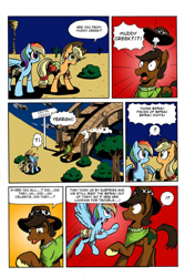 Size: 730x1095 | Tagged: safe, artist:leon-z, derpibooru import, applejack, rainbow dash, oc, oc:saguaro root, earth pony, pegasus, pony, comic:appledash sour sweetness, appledash, comic, female, lesbian, shipping