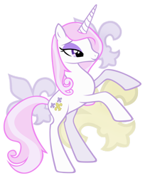 Size: 1712x2100 | Tagged: safe, artist:tsabak, derpibooru import, fleur-de-lis, pony, unicorn, cutie mark, female, mare, rearing, simple background, skunk stripe, smiling, solo, transparent background, vector