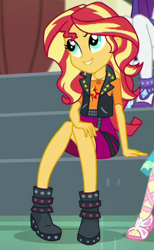 Size: 362x587 | Tagged: safe, screencap, fluttershy, rarity, sunset shimmer, better together, equestria girls, overpowered (equestria girls), cropped, geode of empathy, magical geodes, offscreen character, solo focus