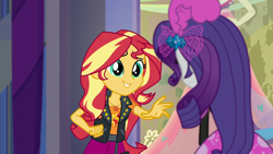 Size: 1920x1080 | Tagged: safe, screencap, rarity, sunset shimmer, better together, display of affection, equestria girls, geode of empathy, magical geodes