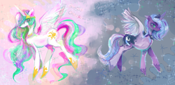 Size: 3056x1473 | Tagged: dead source, source needed, safe, artist:osawari64, princess celestia, princess luna, alicorn, pony, s1 luna