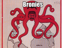 Size: 397x306 | Tagged: safe, derpibooru import, octopus, 4chan, barely pony related, earth, image macro, josef stalin, meme, meta, moustache, propaganda, reddit, tentacles, wat, youtube