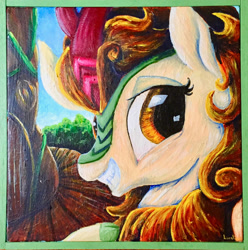 Size: 1024x1034 | Tagged: safe, artist:colorsceempainting, autumn blaze, kirin, pony, season 8, sounds of silence, spoiler:s08, bust, painting, portrait, smiling, solo