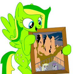 Size: 946x921 | Tagged: safe, artist:didgereethebrony, derpy hooves, maud pie, oc, oc:boomerang beauty, pegasus, pony, base used, cutie mark, female, flying, katoomba, mare, mlp in australia, photo frame, simple background, solo, three sisters, transparent background