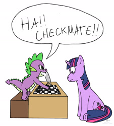 Size: 1980x2191 | Tagged: safe, artist:scyphi, derpibooru import, spike, twilight sparkle, dragon, chess