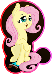 Size: 2151x3046 | Tagged: safe, artist:amberpendant, fluttershy, pegasus, pony, chocolate, eating, solo