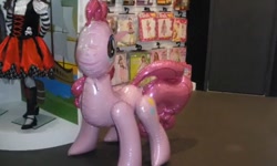 Size: 595x358 | Tagged: safe, pinkie pie, balloonie pony, earth pony, original species, pony, balloon, inflatable, london toy fair, looking at you, merchandise, toy