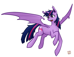 Size: 900x700 | Tagged: safe, artist:norang94, derpibooru import, twilight sparkle, twilight sparkle (alicorn), alicorn, bat pony, pony, bat ponified, fangs, hilarious in hindsight, race swap, solo, twibat, vector