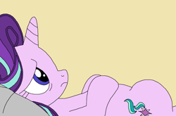 Size: 1162x768 | Tagged: safe, artist:alexanderwilliams, starlight glimmer, pony, bed, frown, sad, solo, starlight bedridden