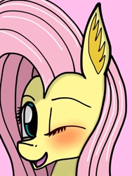 Size: 1536x2048 | Tagged: safe, artist:sketchyartist, fluttershy, pegasus, pony, blushing, looking at you, wink