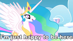 Size: 960x540 | Tagged: safe, screencap, princess celestia, alicorn, pony, sonic rainboom (episode), female, image macro, mare, meme, solo