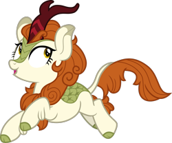 Size: 1296x1080 | Tagged: safe, artist:iknowpony, autumn blaze, kirin, sounds of silence, .svg available, female, jumping, open mouth, simple background, solo, transparent background, vector