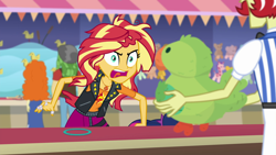 Size: 1920x1080 | Tagged: safe, screencap, flam, golden hazel, sandalwood, sci-twi, sunset shimmer, twilight sparkle, better together, equestria girls, rollercoaster of friendship, angry, clothes, full freakout mode, it's not about the parakeet, jacket, parakeet, plushie