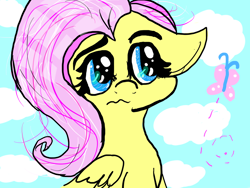 Size: 1024x768 | Tagged: safe, artist:unsweetnedsugarcube, fluttershy, butterfly, pegasus, pony, female, mare, solo