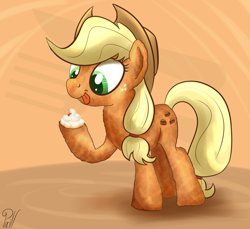 Size: 3271x2993 | Tagged: safe, artist:pirill, applejack, earth pony, food pony, original species, pony, 30 minute art challenge, apple pie, female, imminent autocannibalism, solo, this will not end well, tongue out