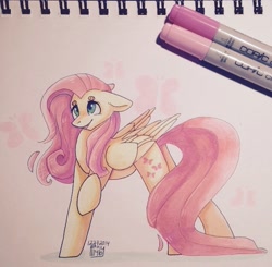 Size: 1267x1241 | Tagged: safe, artist:sarehkee, fluttershy, pegasus, pony, female, mare, solo, traditional art